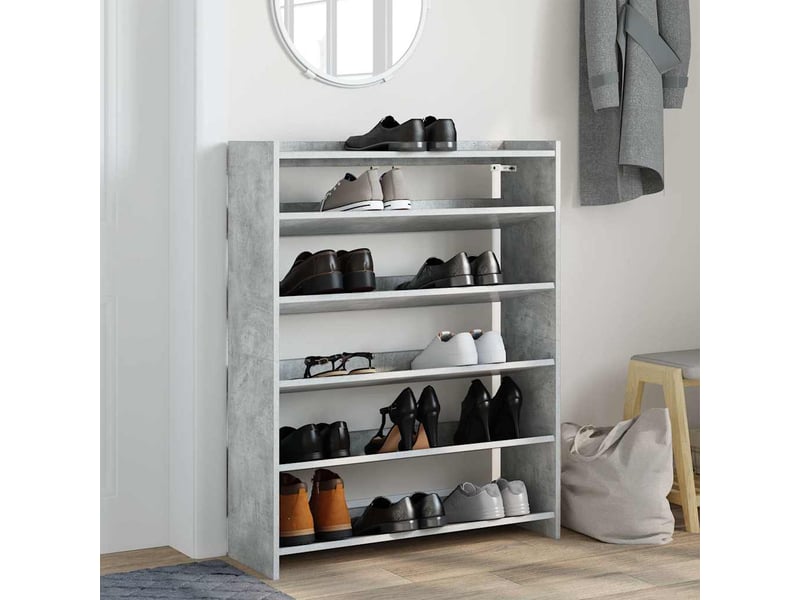  Meuble à chaussures, étagère à chaussures gris béton 80x25x100 cm bois d'ingénierie  - Conforama C