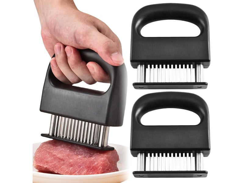  Lot de 3 attendrisseurs de viande - avec 48 lames en acier inoxydable - outil de cuisine pour tendre le bœuf, le porc, le poulet  - Conforama A