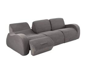 Canapé modulable 3 places 247x115x76 cm en velours côtelé gris