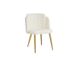 Lot de 6 chaises de salle à manger,avec pieds métalliques dorés,tissu polyester,blanc