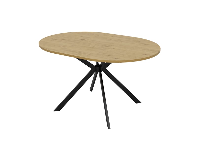  Table à manger extensible 100-140x100x75cm pour 4 à 6 personnes, plateau rond ou ovale, pieds en métal, style minimaliste, naturel evarich - Conforama A