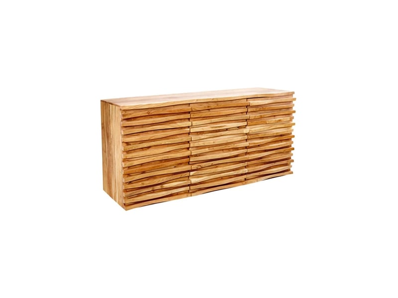  Buffet savana 160 cm en bois massif d'acacia verni – 2 portes, 3 tiroirs et façades sculptées  - Conforama A