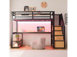 Lit mezzanine 90x200 cm <strong></strong>  <strong></strong> coloris noir