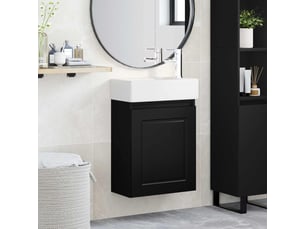Meuble de rangement salle de bain avec robinet noir 45.5x22.5x84 cm shl8316
