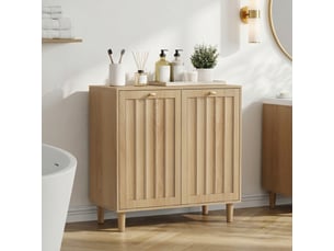 Meuble à linge,69.5x35x70.5 cm,avec 2 paniers amovibles,en mdf,coloris chêne