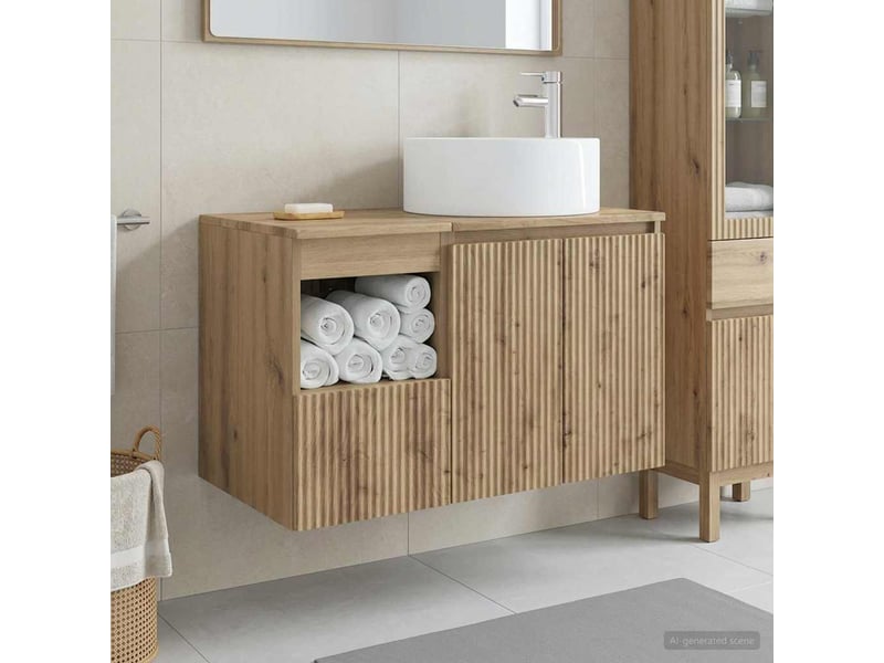  Ensemble de mobilier de salle de bain 2 pc chêne artisanal cf64070  - Conforama B
