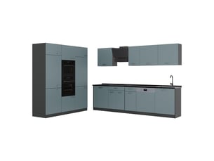 Vicco cuisine, bleu-grisanthracite, 180cm sans plan de travail