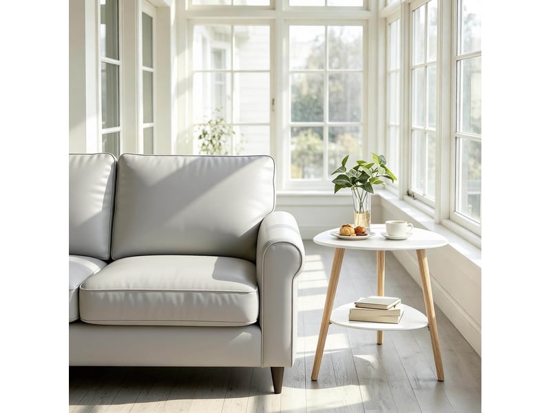  Table d'appoint tcqpz 50 x 40 x 55 cm avec 2 étagères mdf et bois blanche  - Conforama D