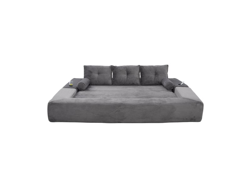  Canapé-lit 232x98x80 cm, convertible, velours côtelé gris foncé  - Conforama A