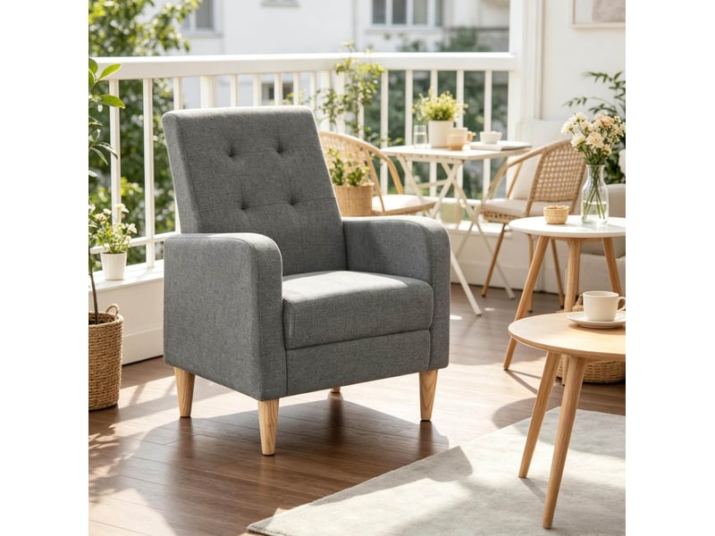  Fauteuil 1 place avec accoudoirs et dossier haut gris foncé evryae  - Conforama D