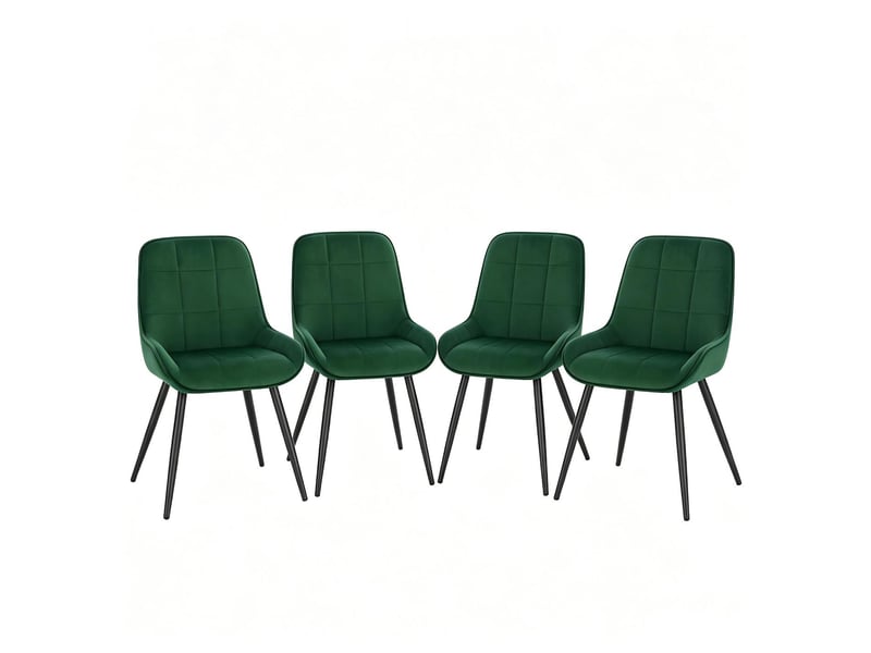  Lot de 4 chaises de salle à manger en velours vert foncé T5828P518625 - Conforama A