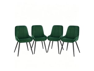 Lot de 4 chaises de salle à manger en velours vert foncé