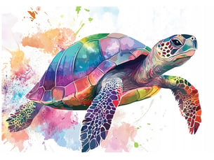 Papier peint panoramique intissé tortue animaux coloré - 300x210 cm - papier peint enfant