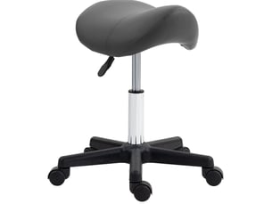 Tabouret à roulettes 48x47 cm réglable en hauteur 360° similicuir gris