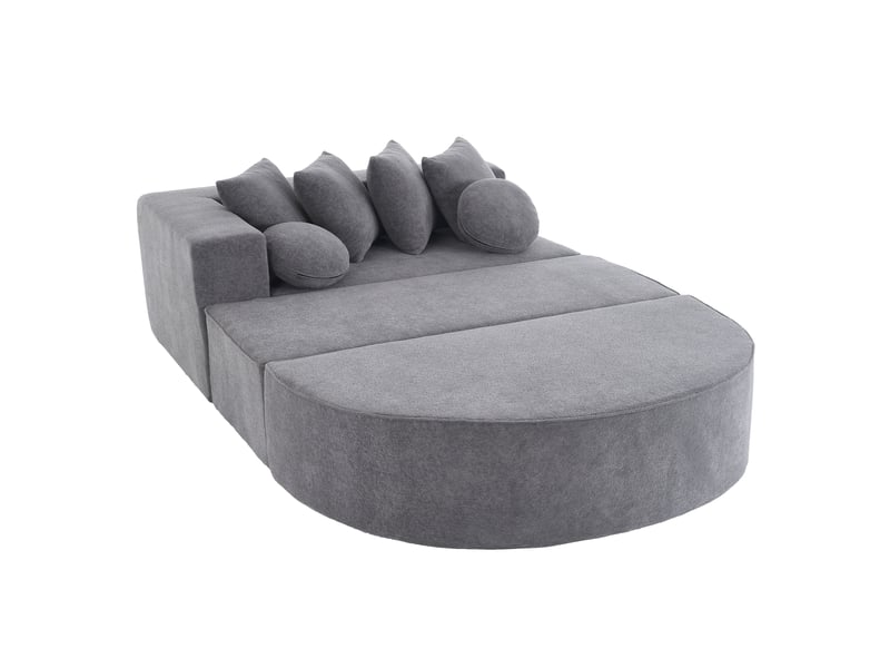  Canapé modulaire convertible 5 places gris en chenille, sans montage  - Conforama A