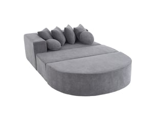 Canapé modulaire convertible 5 places gris en chenille, sans montage