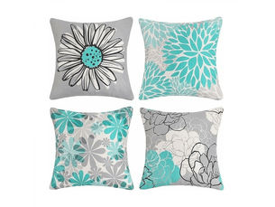 Lot de 4 housses de coussin d'extérieur imperméables en lin tournesol pour terrasse, jardin, salon, chambre à coucher 45 x 45 cm, vert