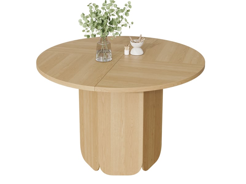  Table à manger ronde 120x120 cm, design classique, finition chêne en panneau mdf, esprit scandinave, pour 4-6 personnes  - Conforama A