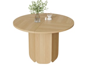 Table à manger ronde 120x120 cm, design classique, finition chêne en panneau mdf, esprit scandinave, pour 4-6 personnes