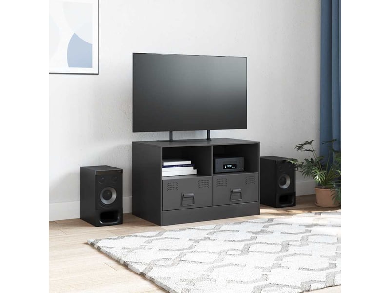  Meuble tv - banc tv - meuble de rangement noir 67x39x44 cm acier  - Conforama C
