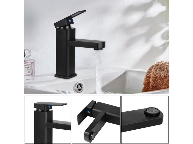  Robinet de salle de bain noir, mitigeur de lavabo, eau chaude et froide, robinet d'évier, adapté aux toilettes, salle de bain NW002234 - Conforama C