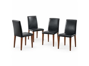 Lot de 4 chaises de salle à manger 90 cm chaise cuisine, noyer et noir, pu+métal, dossier adapté, chaise moderne