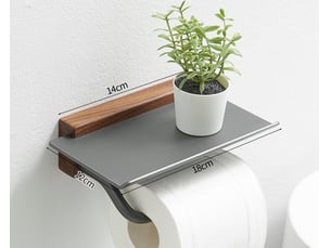 Porte-rouleau de papier toilette - avec étagère acier