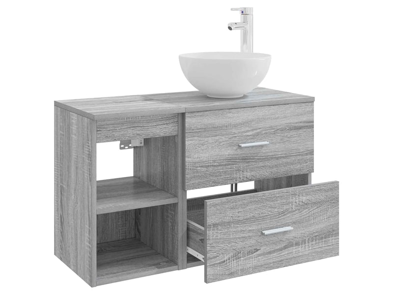 Ensemble de mobilier de salle de bain 2 pc sonoma gris cf64183 - Conforama D