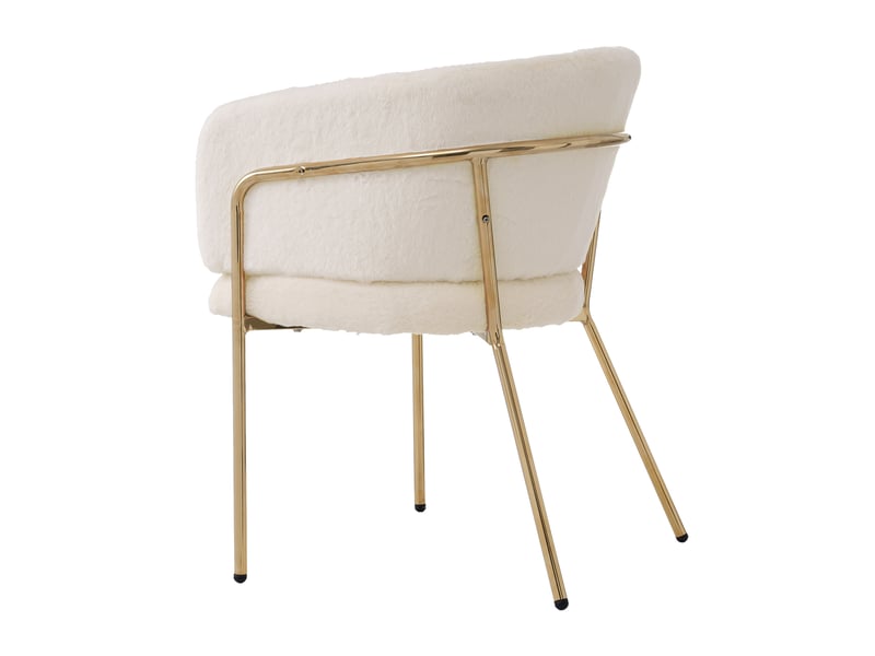  Lot de 4 chaises en fausse fourrure beige, pieds en métal N634P266367B-4 - Conforama B