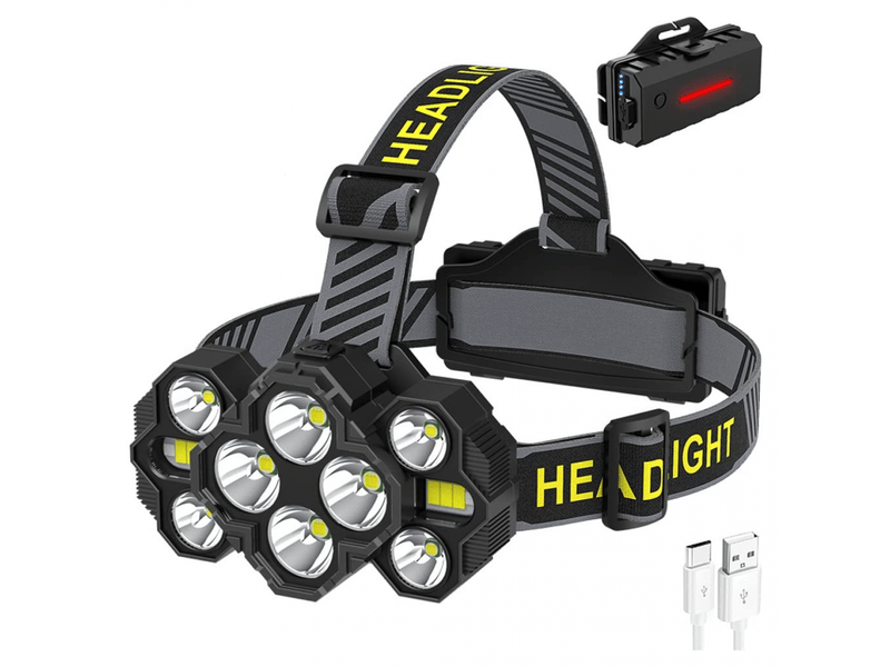  Lampe frontale rechargeable - 2022 améliorée 22000 lumen 10 led 10 modes brillante lumineux lampe frontale mains libres lampe de poche  - Conforama D