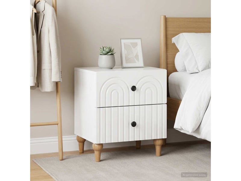  Table de chevet - cabinet de chevet - table de nuit 2 pc blanc brillant 43 x 34,5 x 48 cm  - Conforama C