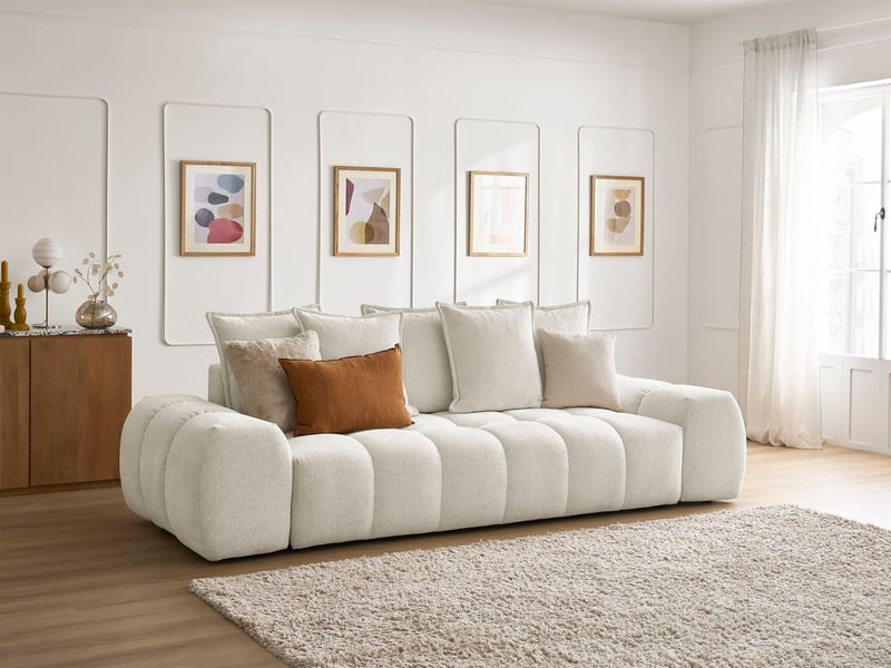  Bobochic canapé droit fixe 3 places everest tissu chiné blanc EVEREST - Conforama B