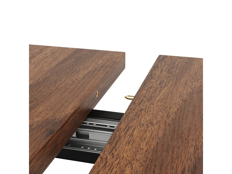 Table à manger rectangulaire extensible 120-160 x 80 cm, plateau mdf effet noyer, pieds croisés en métal noir, 6 à 8 places, design moderne - Conforama D