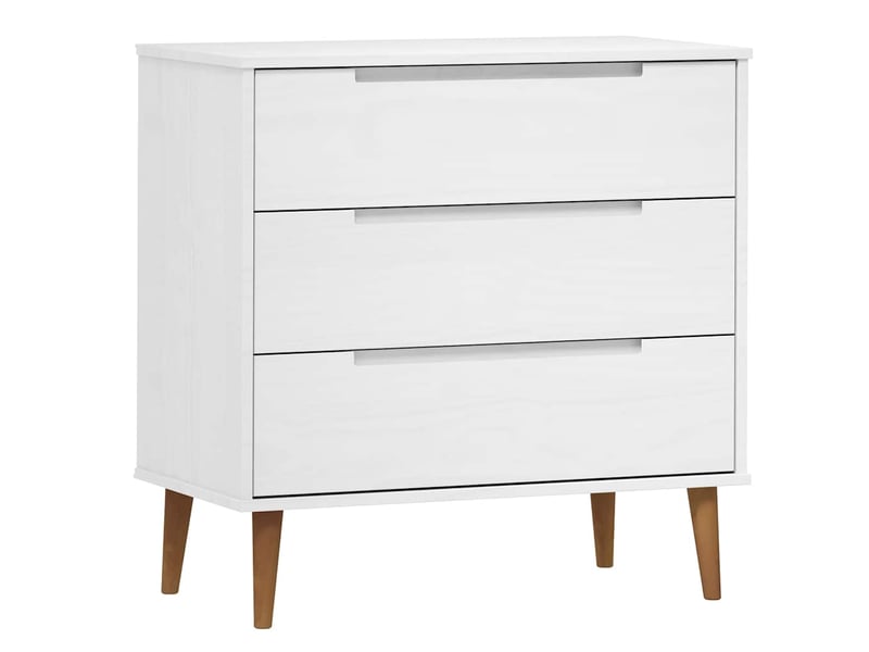  Commode chambre adulte, armoire à tiroirs molde blanc 80x40x80 cm bois de pin massif  - Conforama A