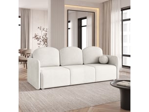 Canapé droit convertible <strong>MASSENO</strong> <strong></strong> 3 places Tissu beige avec coffre de rangement
