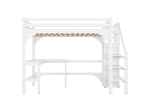 Lit mezzanine 140x200 cm <strong></strong>  <strong></strong> coloris blanc
