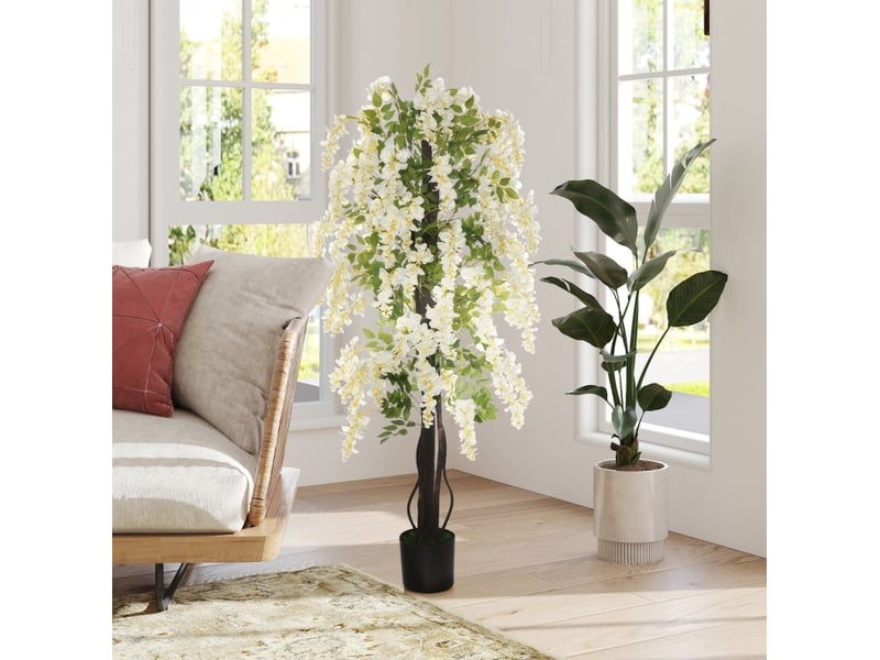  Plante artificielle glycine 24x24x165 cm décorative blanche en pot  - Conforama C