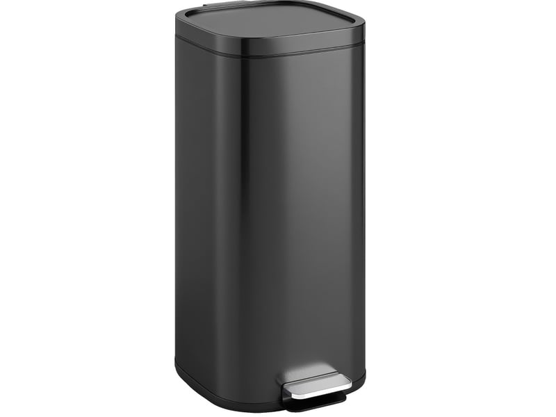  Poubelle de cuisine à pédale 30 l en métal noir, couvercle à fermeture amortie  - Conforama A