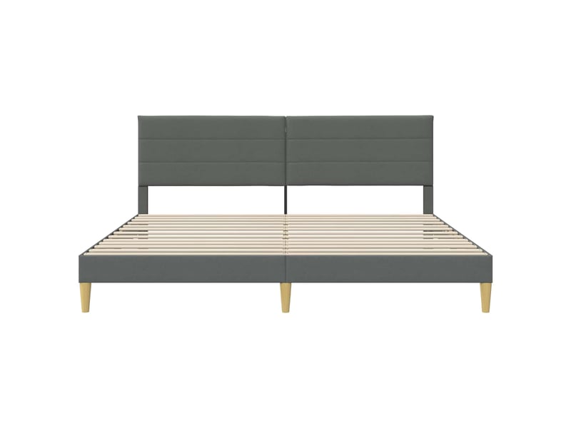 Lit double- lit adulte - cadre de lit avec tête de lit gris foncé 180 x 200 cm tissu - Conforama C