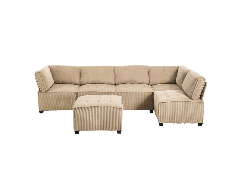  Canapé modulable modenvie 6 places velours côtelé kaki 308 x 154 cm  - Conforama A