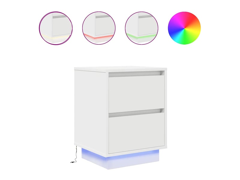  Lot de 2 tables de chevet - cabinet de chevet - table de nuit avec lumières led blanc 38x34x50 cm  - Conforama A