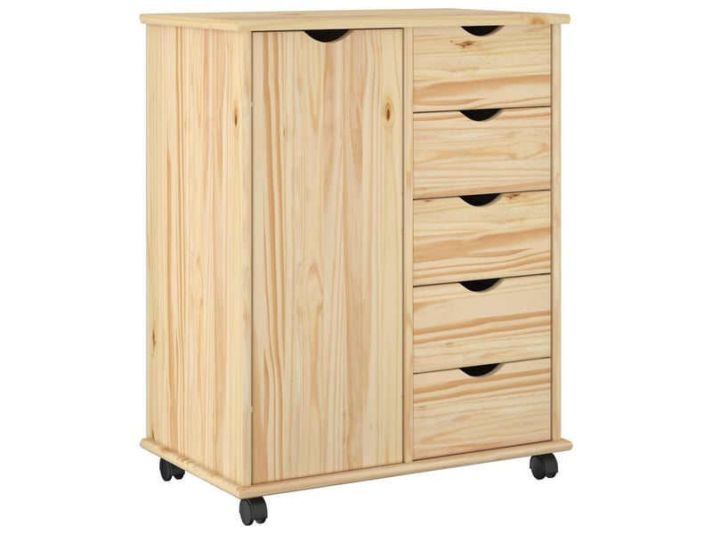  Caisson roulant de bureau, meuble de rangement 63,5 x 39 x 79 cm bois de pin massif marron  - Conforama A
