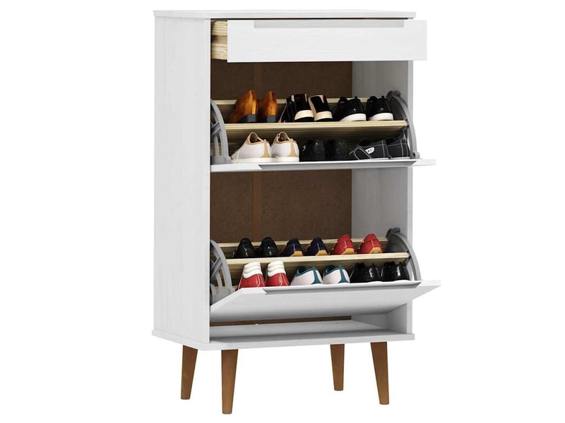  Meuble à chaussure, armoire à chaussures molde blanc 59,5x35x103 cm bois de pin  - Conforama C