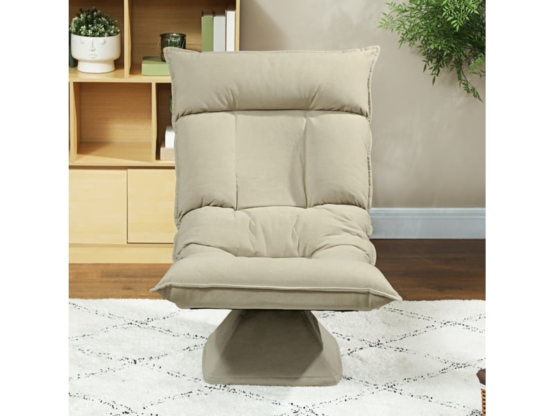  Fauteuil de sol 70x62x95 cm pivotant 360° à dossier réglable beige  - Conforama B