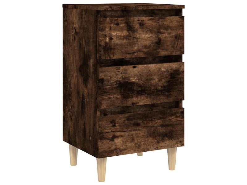  Table de chevet - cabinet de chevet - table de nuit avec pieds en bois solide chêne fumé 40x35x69cm  - Conforama A