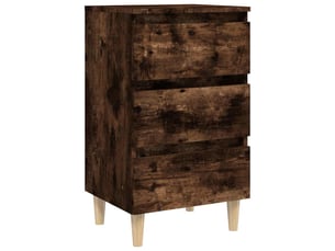 Table de chevet - cabinet de chevet - table de nuit avec pieds en bois solide chêne fumé 40x35x69cm