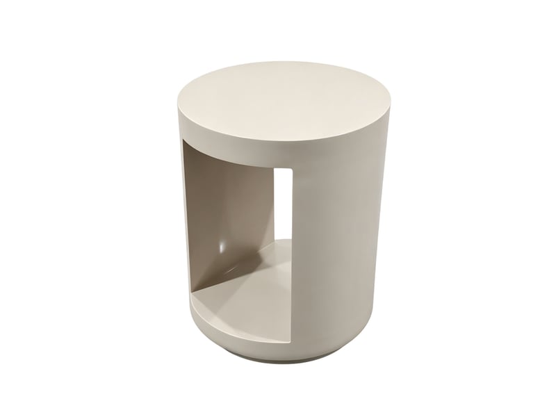  Table d'appoint laquée couleur latte crémeuse, haut brillant  - Conforama A