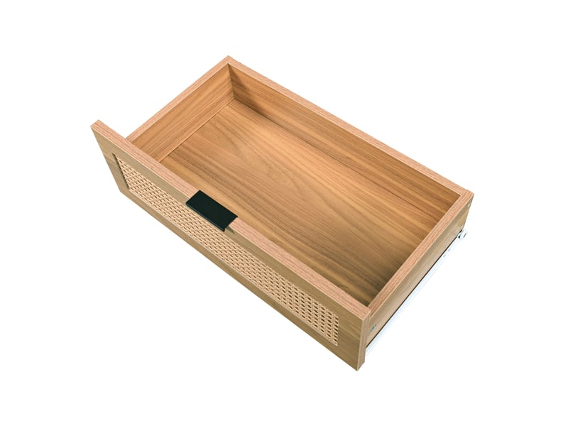  Commode à 6 tiroirs avec motif rotin et poignées en métal, coloris noyer, 120 × 40 × 76,5 cm  - Conforama E
