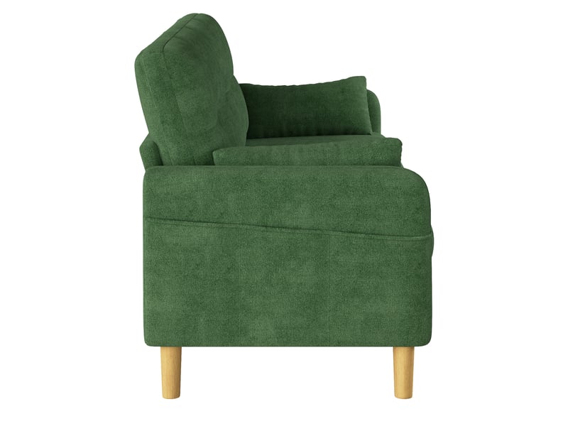  Canapé moderne 2 places, vert, chenille, coussins épais et poche de rangement latérale  - Conforama D