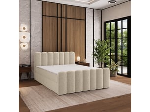 Lit avec rangement 140x200 cm <strong>MASSENO</strong> <strong></strong> coloris beige